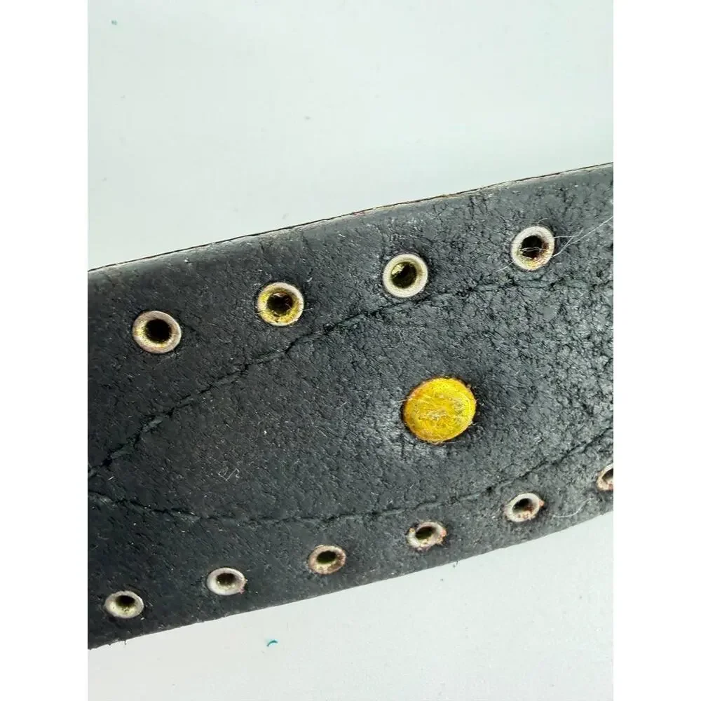 Rare 90s Gianni Versace Studded Leather Medusa Black belt 41 Inch